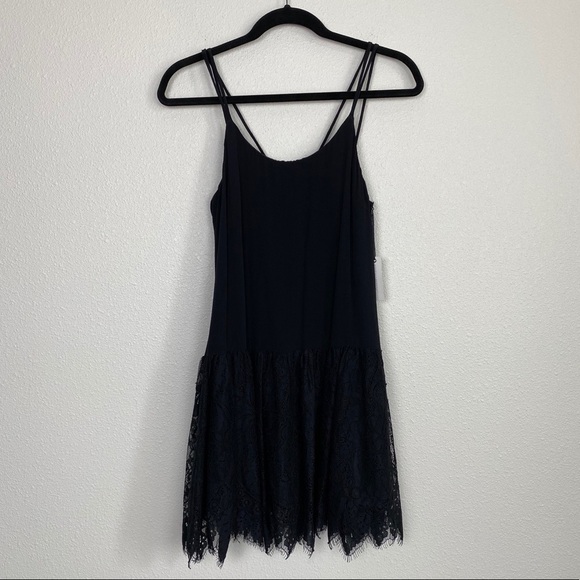 Lovers & Friends Black Lace Drop Hem Slip Dress - Picture 3 of 7